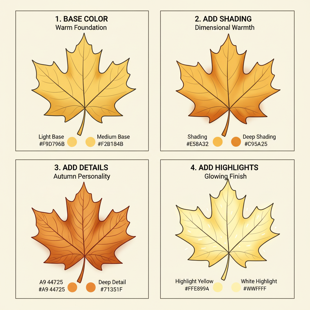 Autumn Maple Magic: 4 Easy Steps to Color