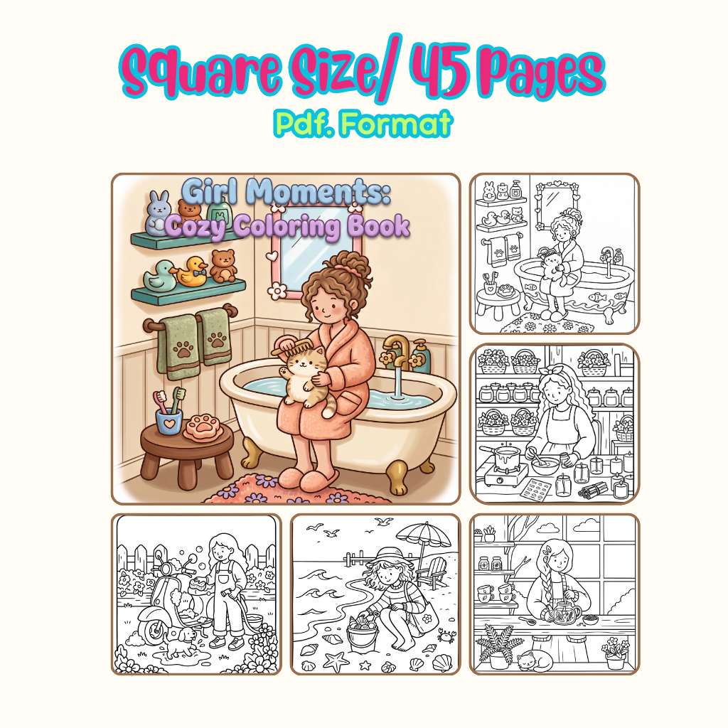 Girl Moments: Cozy Coloring Book Main image